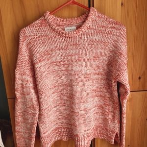 Lucky Brand Women's Dk Pink & White Marled Cotton Sweater size Small